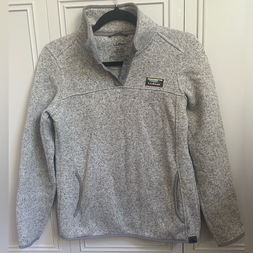Women’s LL Bean Sweater Fleece Pullover Size XS Heathered Gray